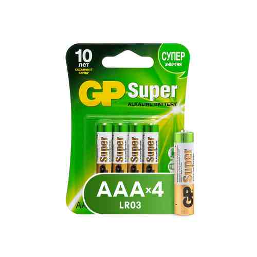 Батарейка GP Super Alkaline АAА LR03 4шт 24А-BC4 арт. 299201