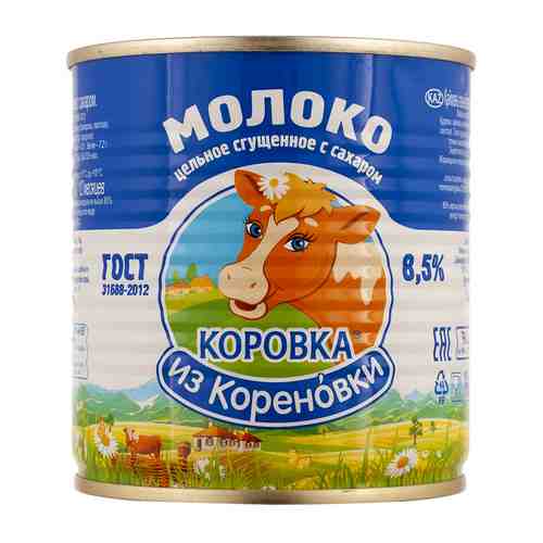 БЗМЖ Молоко сгущенное Коровка из Кореновки с сахаром 8,5% ГОСТ 380г ж/б арт. 181116