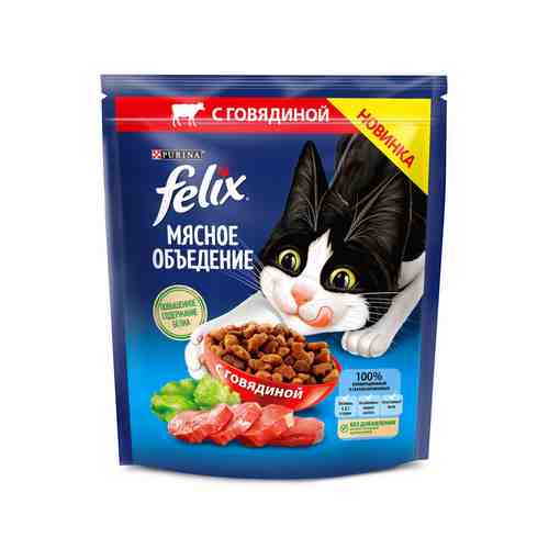 Cухой корм Felix Мясное объедение для взр кошек, говядина, 600 г арт. 908054