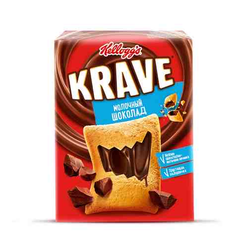 Готовый завтрак Kellogg's Krave подушечки с шоколадно-молочной начинкой 220г арт. 893472