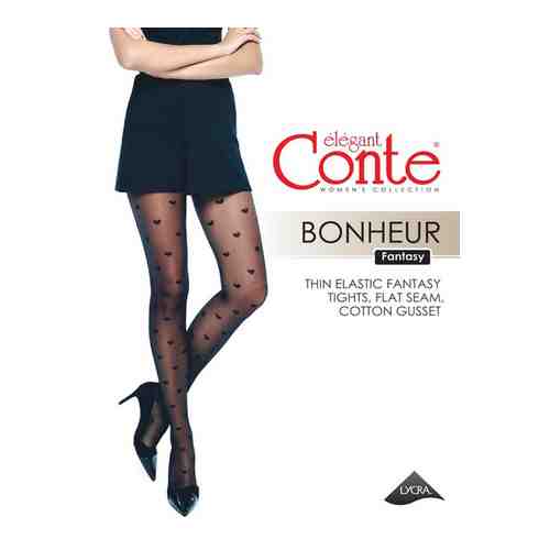 Колготки женские Conte fantasy bonheur 20 Den - Nero, Однотонный, 2 арт. 904761