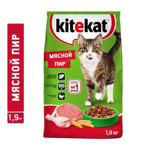 Корм сухой для кошек Kitekat мясной пир 1,9кг арт. 750739