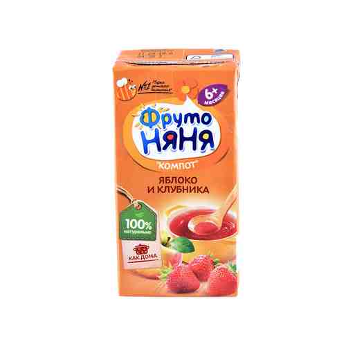 Напиток сокосодержащий ФрутоНяня компот яблочно-клубничный для детей с 6мес 200мл арт. 846410