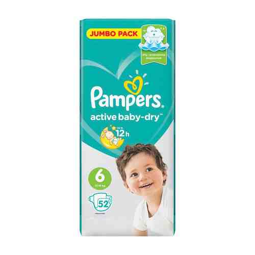 Подгузники Pampers Active Baby-Dry 15+ кг 6 размер 54шт арт. 396001