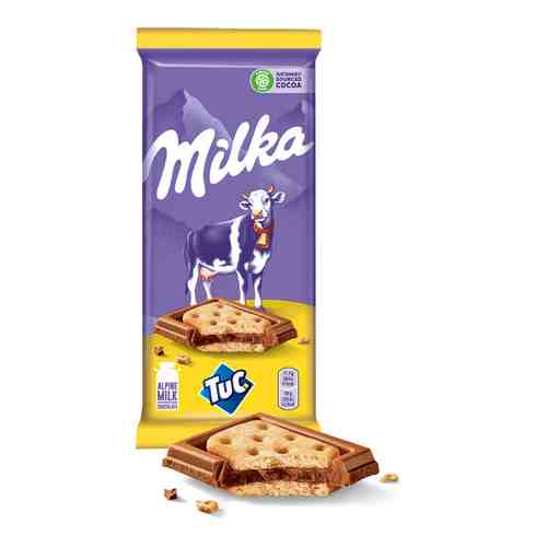 Шоколад молочный Milka с соленым крекером Tuc 87г арт. 764015