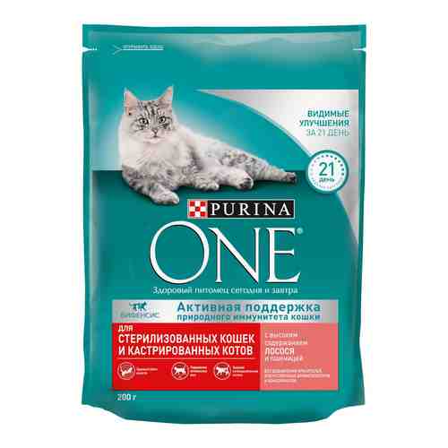 Сухой корм Purina one для стерилизованных кошек и кастрированных котов, с высоким содержанием лосося арт. 508810