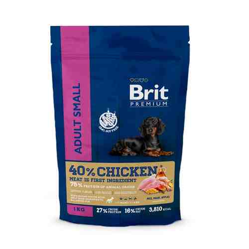 Сухой корм с курицей для взрослых собак мелких пород Brit Premium 1кг арт. 926949