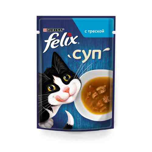 Влажный корм Felix Суп для взрослых кошек, с треской, Пауч, 48г арт. 854181