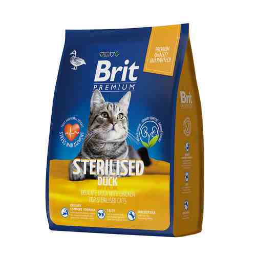 Корм д/стерилизованных кошек и кастр.котов Brit Premium Cat Cat Sterilized полнорац. с уткой 800г арт. 857791
