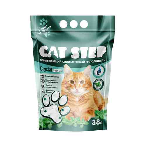 Наполнитель впитывающий силикагелевый CAT STEP Crystal Fresh Mint, 3,8 л арт. 892244