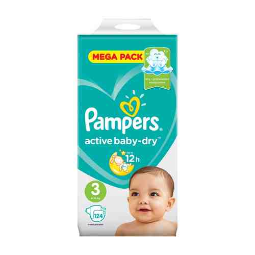 Подгузники Pampers Active Baby-Dry 5-9 кг 3 размер 124 шт арт. 744976