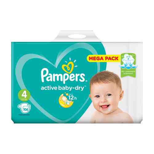 Подгузники Pampers Active Baby-Dry 8-14 кг 4 размер 106шт арт. 744972