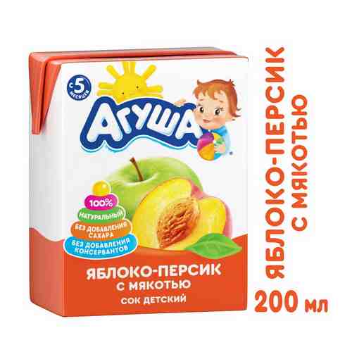 Сок Агуша яблоко/персик с 5мес 200мл т/п арт. 379357