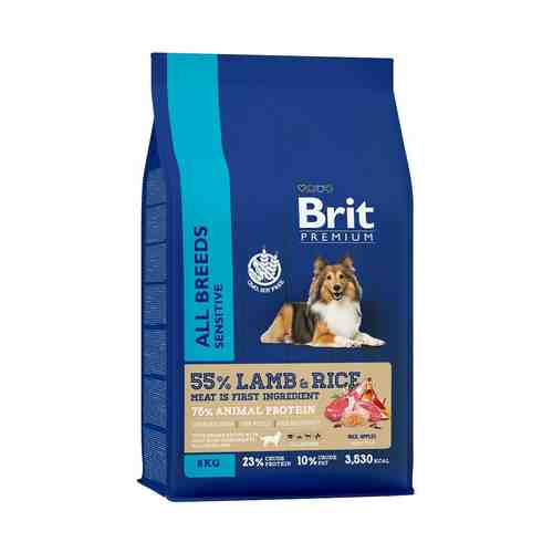 Сухой корм с бараниной и индейкой для взрослых собак всех пород Brit Premium 8кг арт. 926979